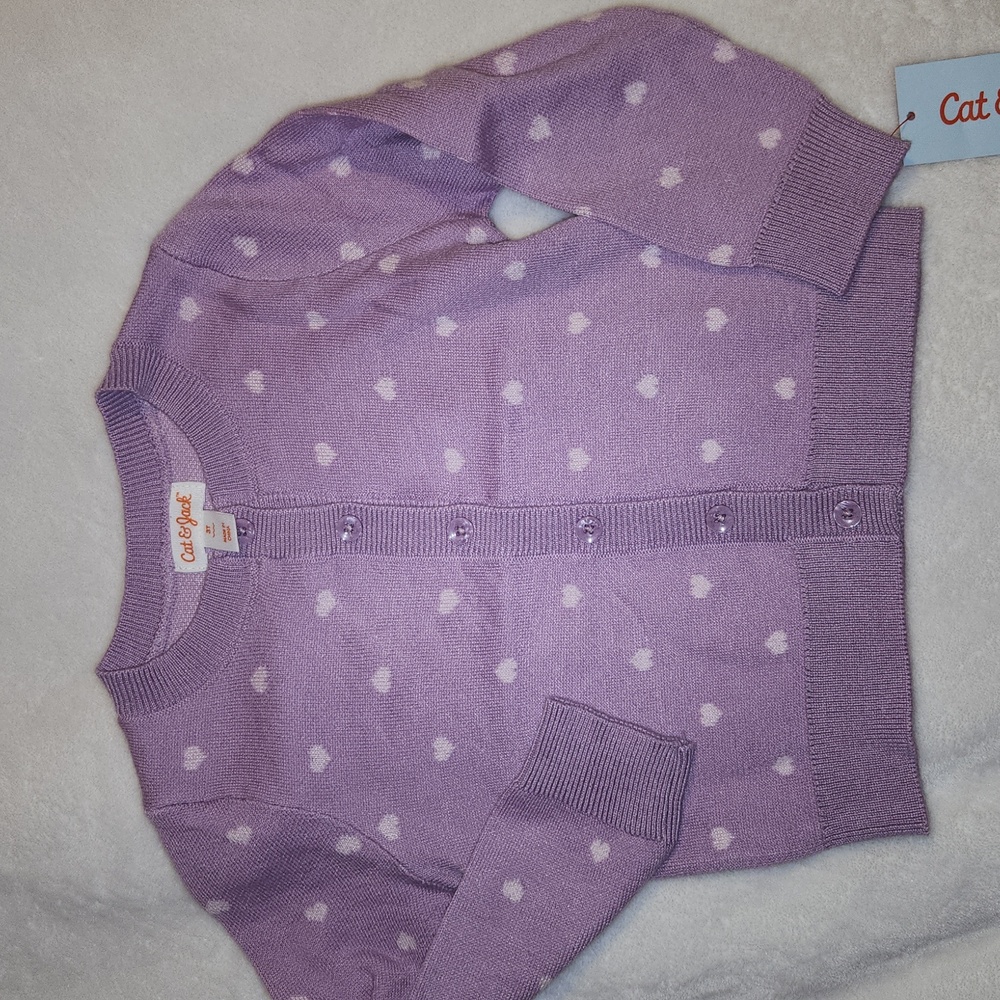 Cat & Jack, Toddler Spring Valenteins Purple Cardigan and Heart Pattern Dress - Picture 4 of 4